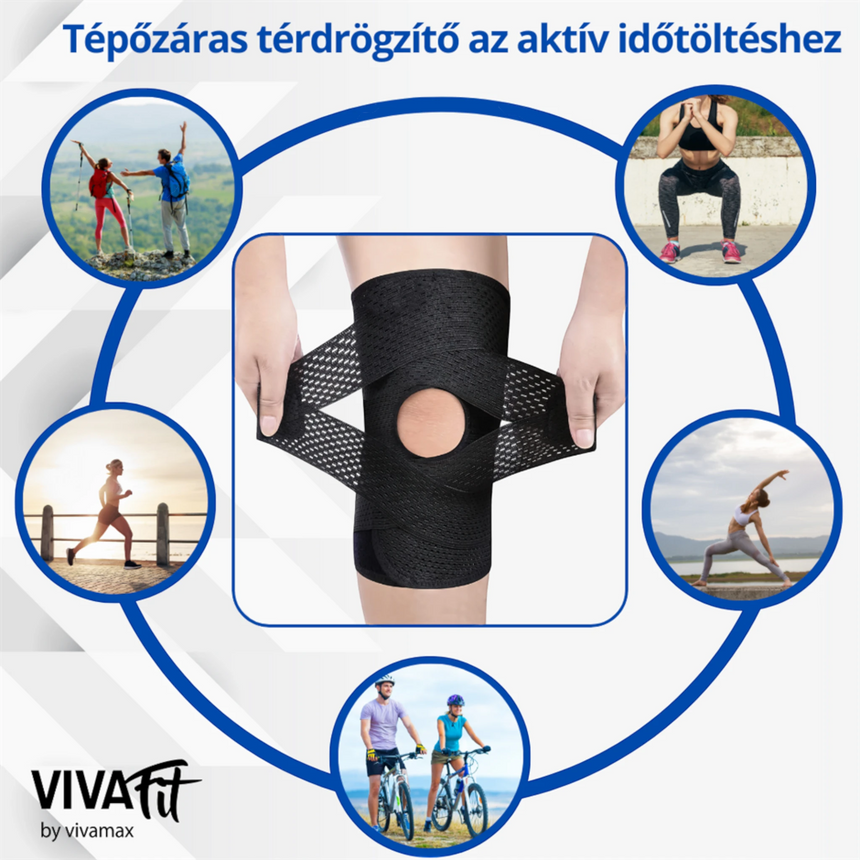 VivaFit Tépőzáras Térdrögzítő Keresztpántokkal és Fém Merevítéssel