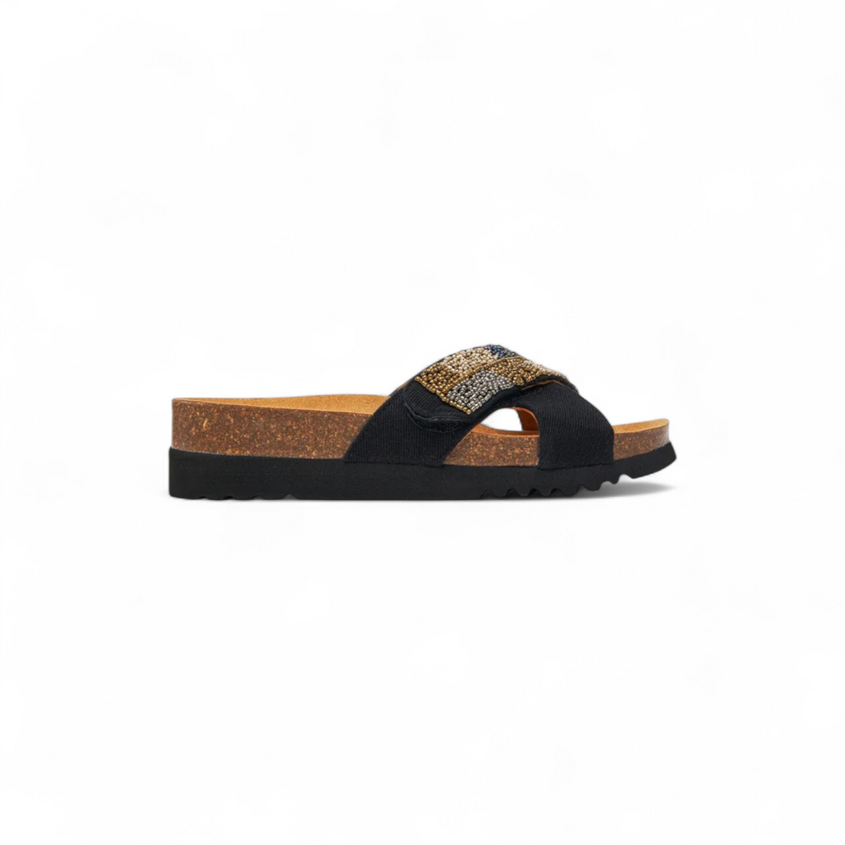 Scholl La Serena Wine - Ciabatta Donna In Tessuto Con Tacco Piatto - Doppia Fascia Incrociata Regolabile Con Velcro - Zeppa 35 Mm - Comoda E Bioprint