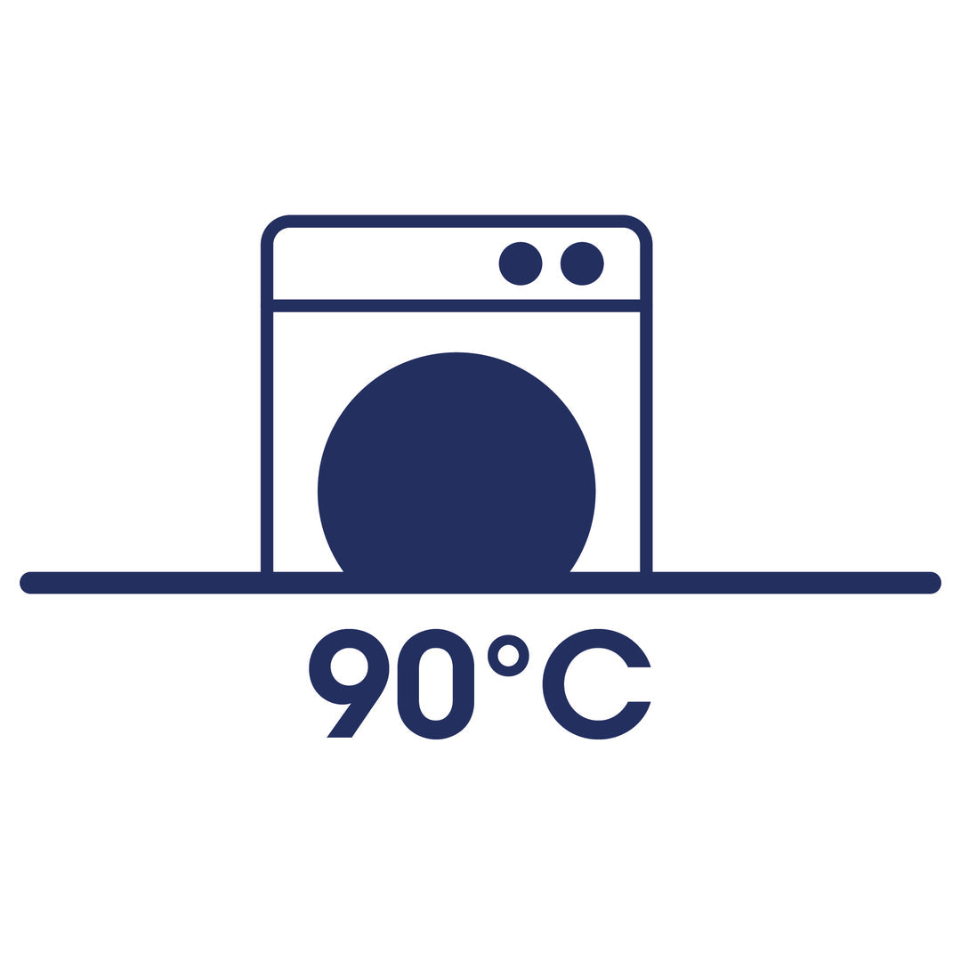 90 Celsius-fokon mosógépben mosható